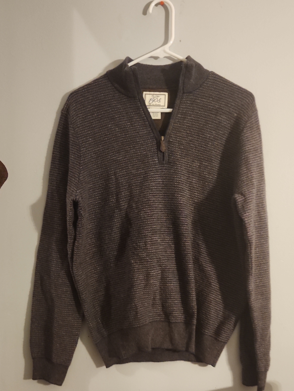 Jos. A. Bank Men's Dark Charcoal Ribbed Quarter-Zip Sweater